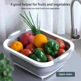 3 in 1 Collapsible Drain Basket With Cutting Board