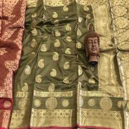 Indian Banasari Soft Zari Weaving Silk Saree