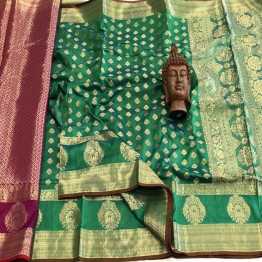 Indian Banasari Soft Zari Weaving Silk Saree