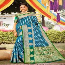 Indian Banasari Soft Zari Weaving Silk Saree