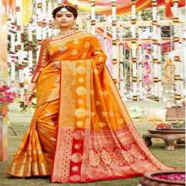 Indian Banasari Soft Zari Weaving Silk Saree