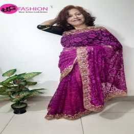 Boutique saree with heavy net and gorgeous attach lace