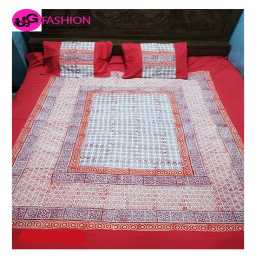 Cotton king size block print bedsheet