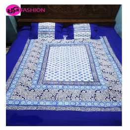Cotton king size block print bedsheet