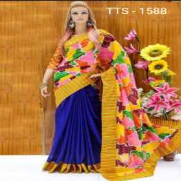 Digital Print Half Silk Khuchi Saree