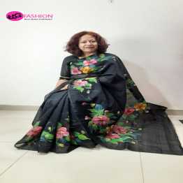 Hand painting cotton silk saree