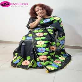 Hand painting cotton silk saree