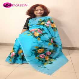 Hand painting cotton silk saree