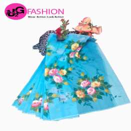 hand painting half silk saree