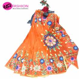 Hand painting cotton silk saree