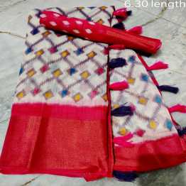 Indian   SOFT LINEN COTTON SLUB Saree
