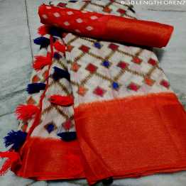 Indian  SOFT LINEN COTTON SLUB Saree