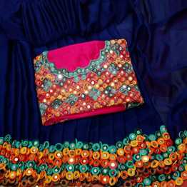Indian Beautiful  Multicolour Embroidery work and  Real Glass Mirror Work saree