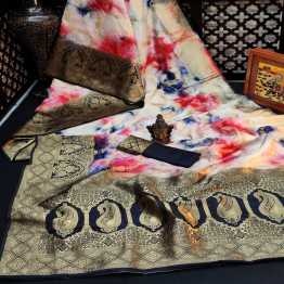 Indian BEAUTIFUL RICH PALLU & JACQUARD WORK ON ALL OVER THE SAREE WITH HAND DYING SHIBORI PRINT