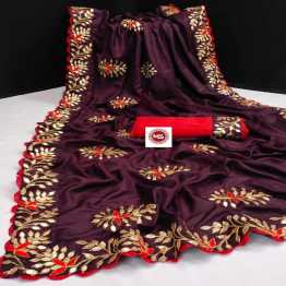 Indian Heavy Dola Silk with Full Saree HeavyGota patti work& multi work Premium Quality👌👌