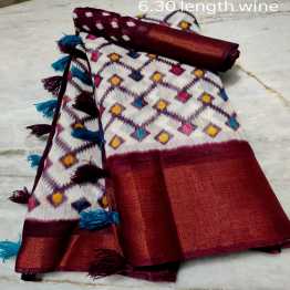 Indian SOFT LINEN COTTON SLUB saree