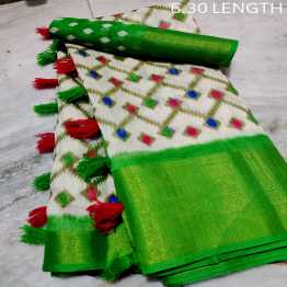 Indian SOFT LINEN COTTON SLUB Saree