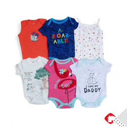 Livingtex Global  6 PCS ASSORTED HALF SLEEVE BABY ROMPER