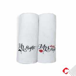 MR & MRS PREMIUM WHITE BATH TOWEL