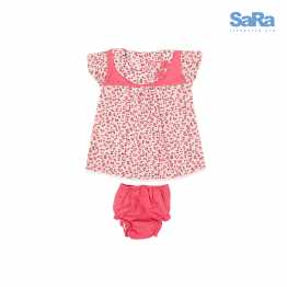 SaRa Girl's Frock (Pink Printed)