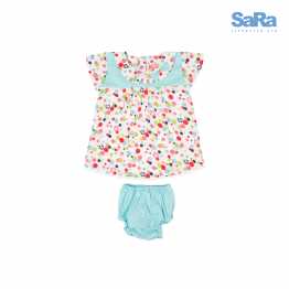 SaRa Girl's Frock (White Printed)