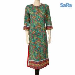 SaRa Ladies Ethnic Lawn Kurtis (GREEN PRINTED)