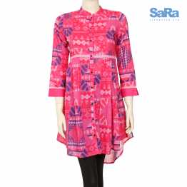 SaRa Ladies Ethnic Short Length Kurtis (Pink Printed)
